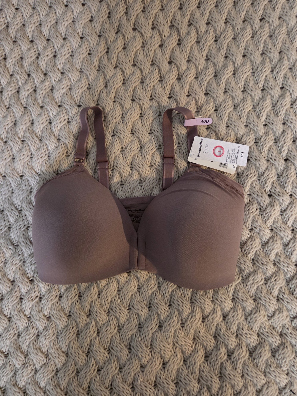 WonderBra Easyfit Wirefree Front Close Bra 40D Mocha